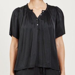 RAQUEL ALLEGRA MATTE SATIN FLUTTER BLOUSE